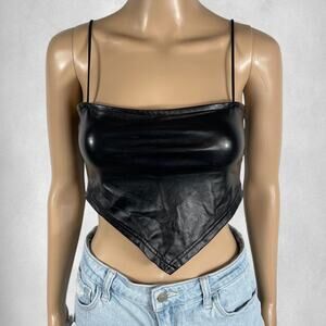 Black faux leather strechy bandana